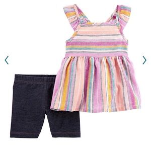 Baby Carter’s 2pc striped flutter top and knit denim shorts set 3 month